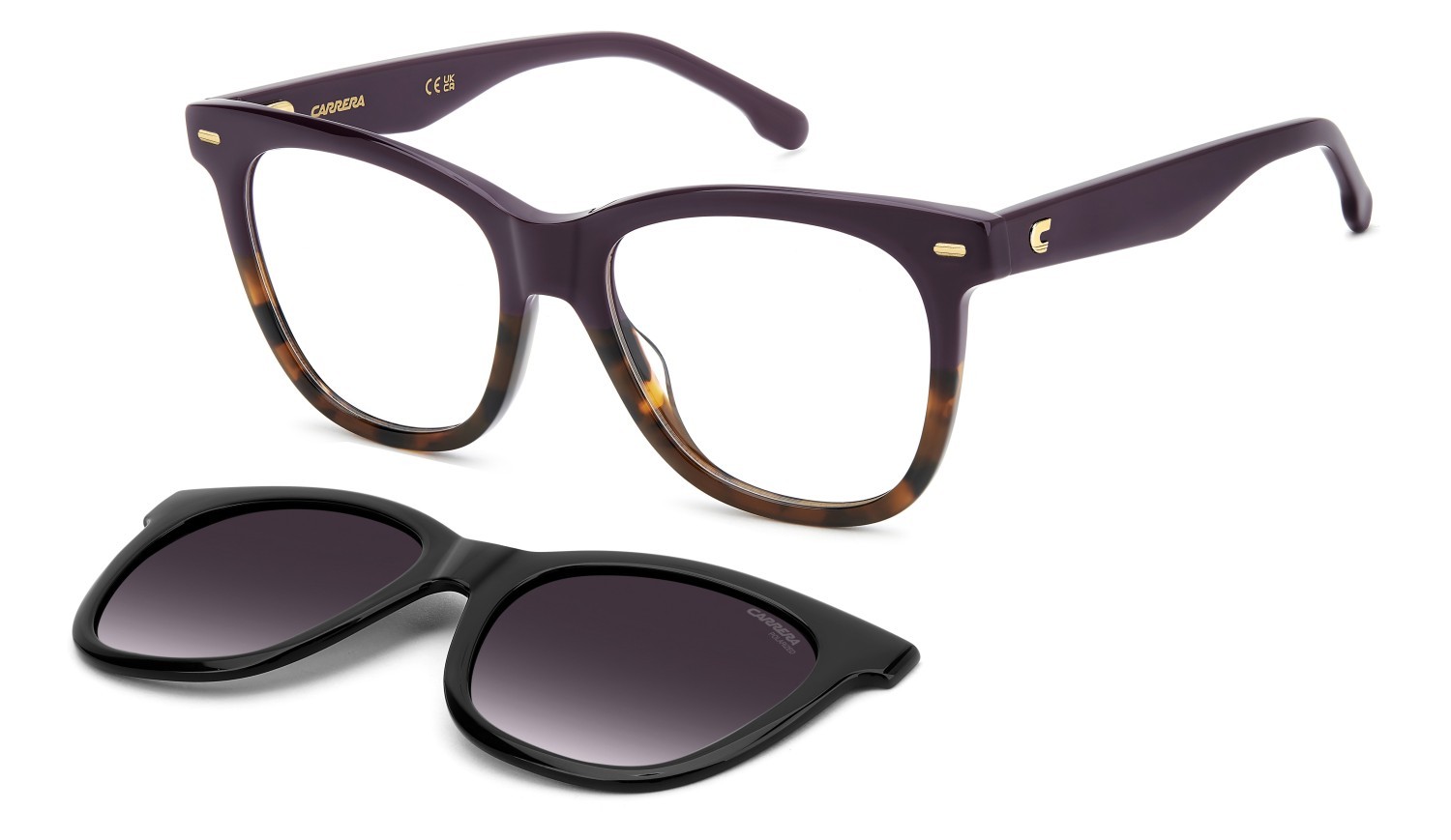 Eyeglasses Carrera Ca 3098/C 111662 HKZ color violet havana shape square lenses grey shaded polarized