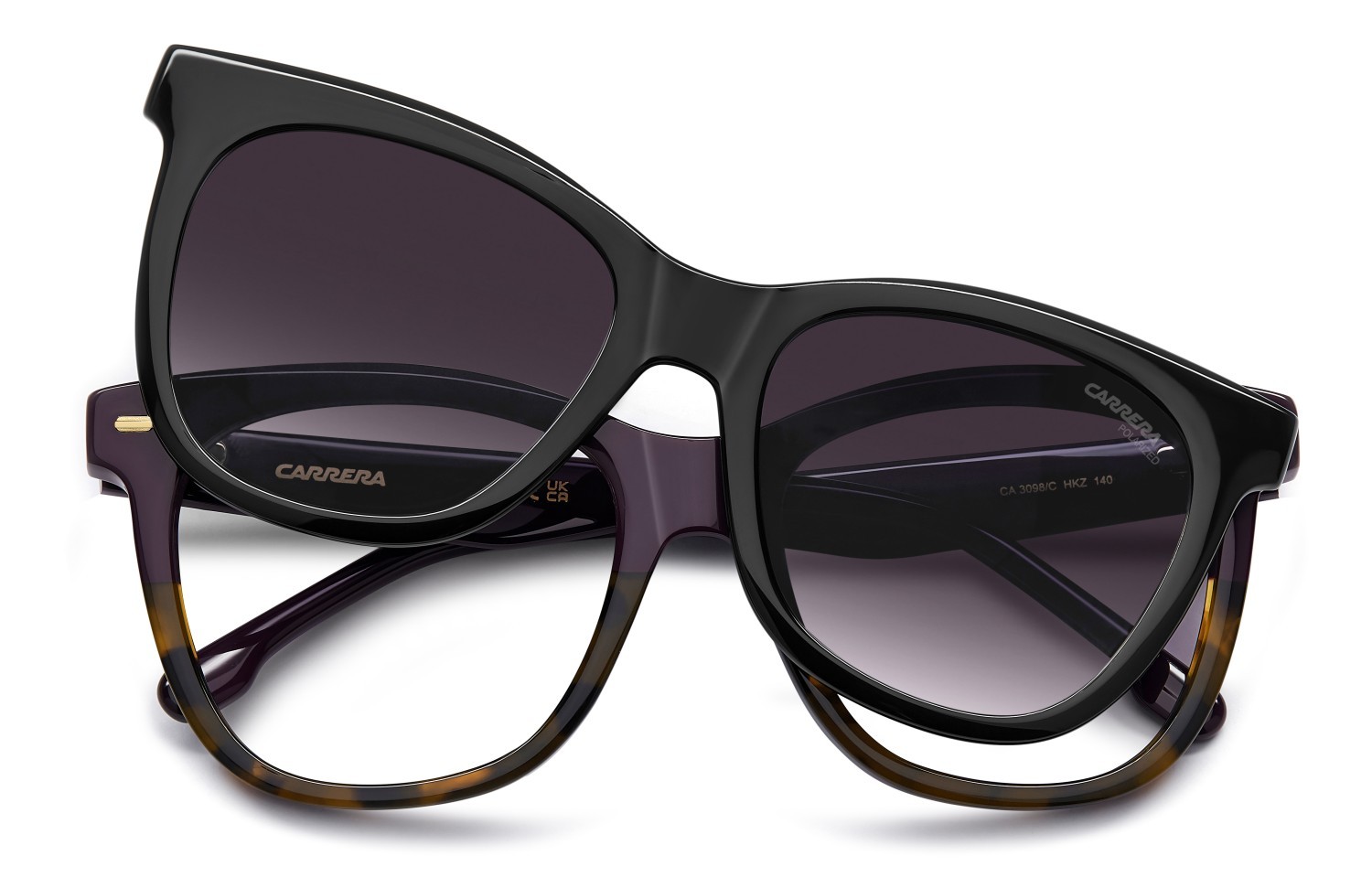 Eyeglasses Carrera Ca 3098/C 111662 HKZ color violet havana shape square lenses grey shaded polarized