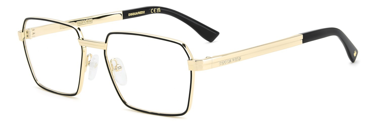 Occhiali da vista Dsquared2 D2 0193 111690 I46 colore matte black gold forma quadrato 