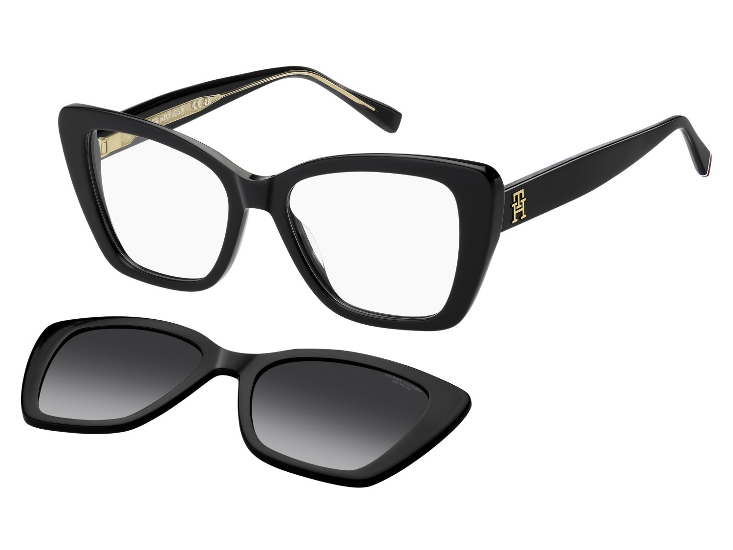 Eyeglasses Tommy Hilfiger Th 2347/C 111699 807 color black shape cat eye lenses grey shaded polarized