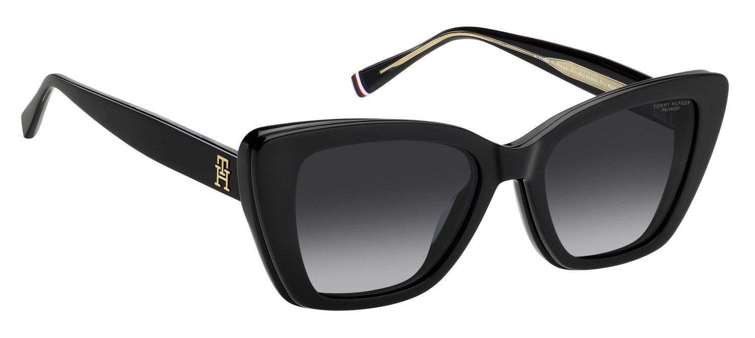 Eyeglasses Tommy Hilfiger Th 2347/C 111699 807 color black shape cat eye lenses grey shaded polarized