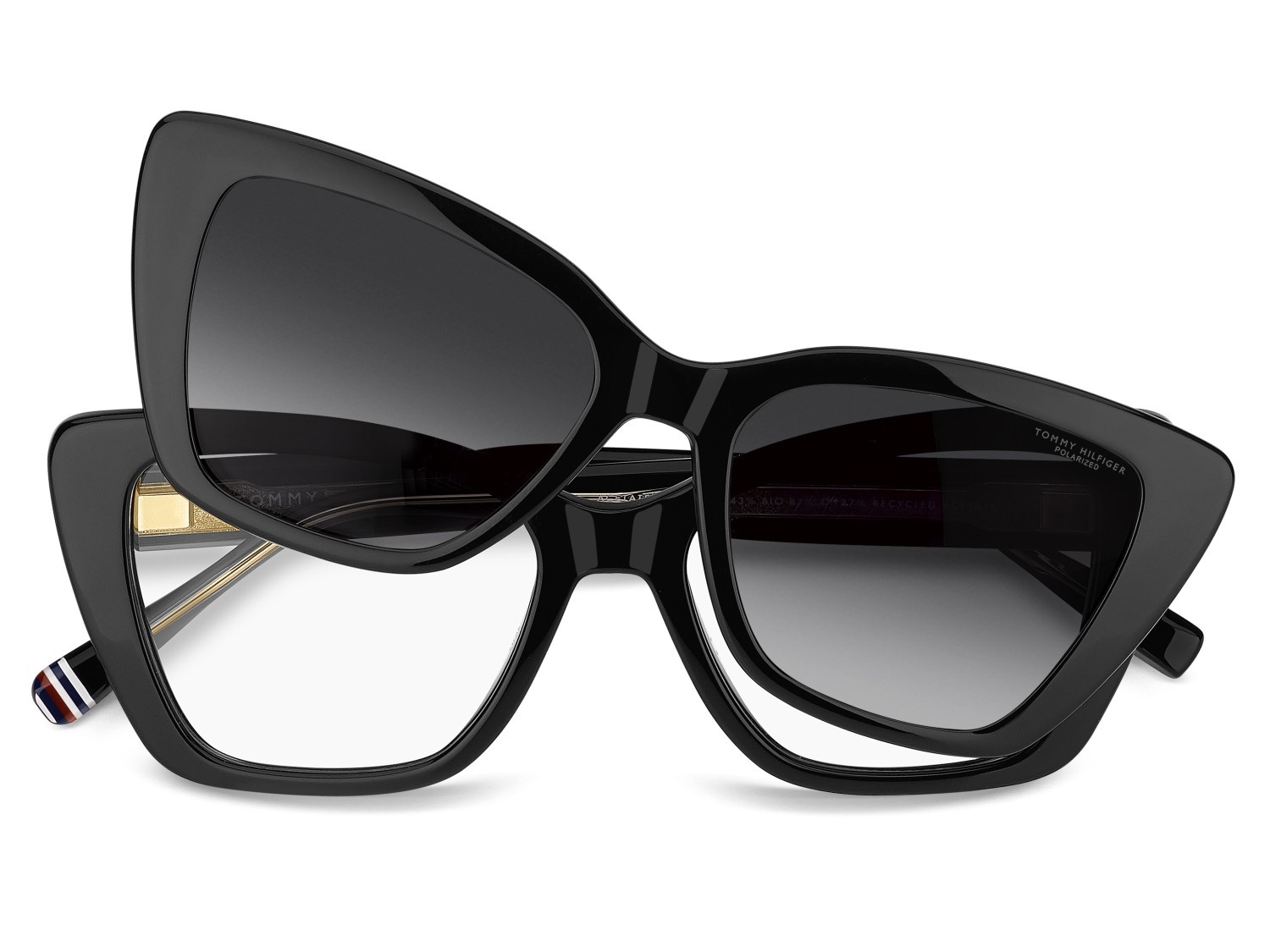 Eyeglasses Tommy Hilfiger Th 2347/C 111699 807 color black shape cat eye lenses grey shaded polarized