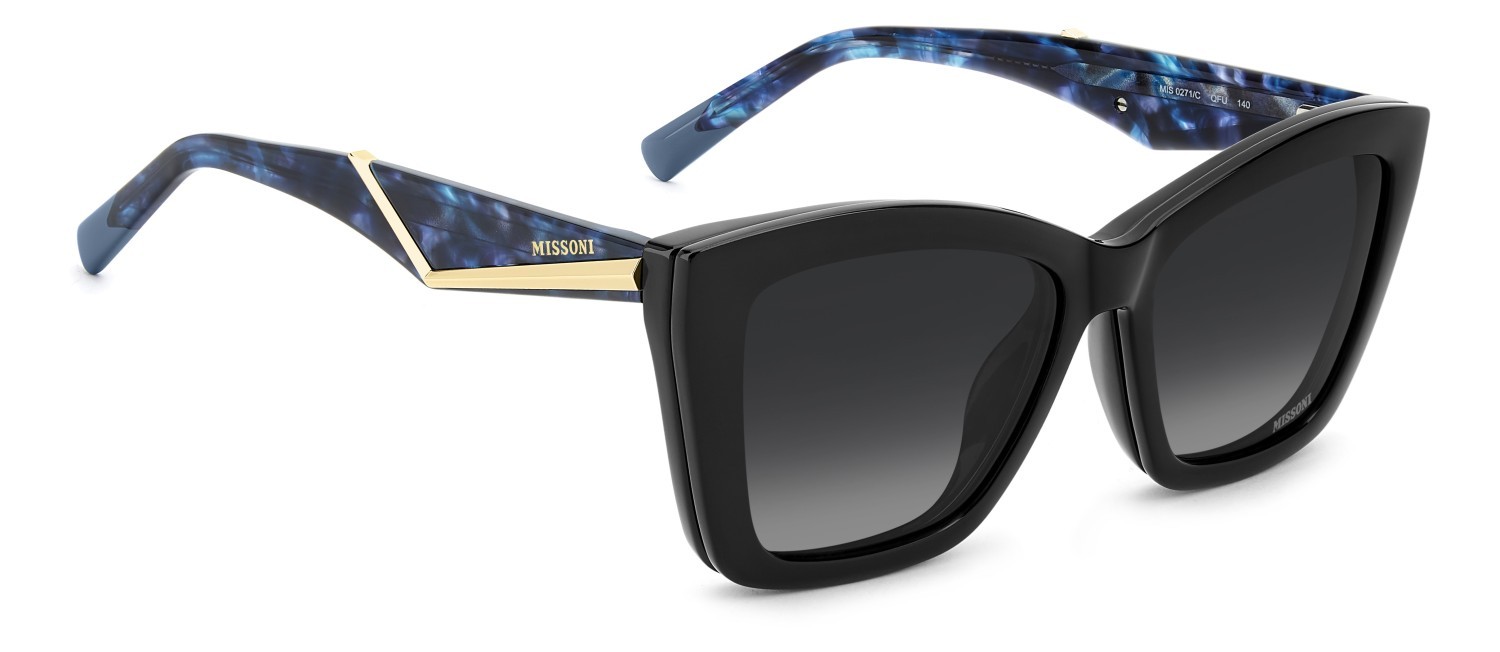 Eyeglasses Missoni Mis 0271/C 111746 QFU color black 6 shape cat eye lenses grey shaded polarized