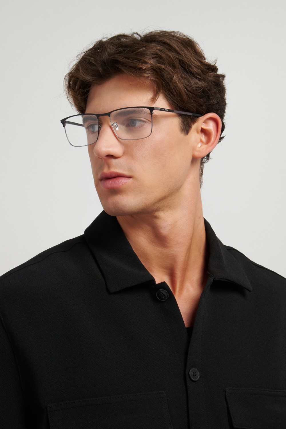 Eyeglasses Hugo Boss 1902/G 111747 R80 color matte dark ruthenium shape rectangle 