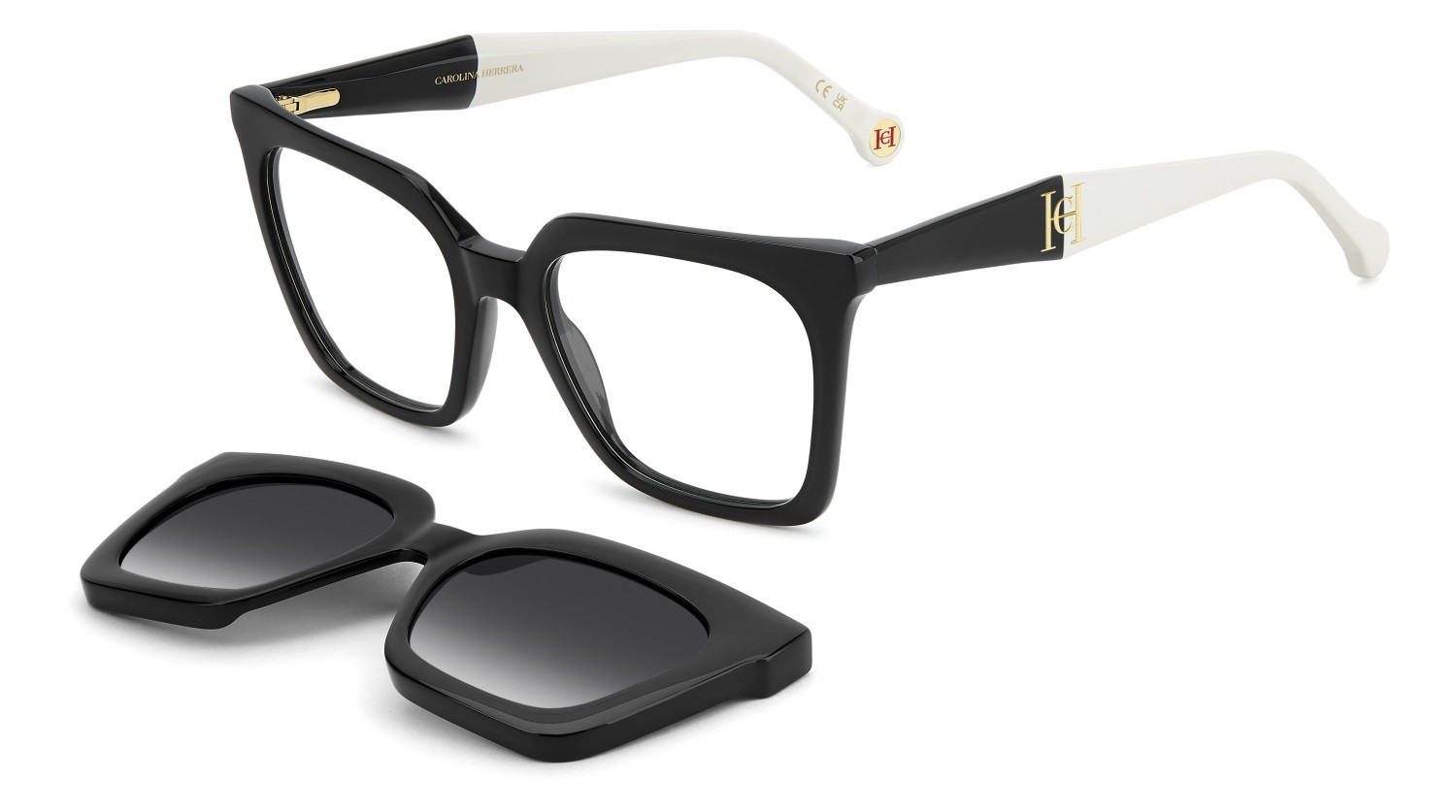 Occhiali da vista Carolina Herrera Her 0376/C 111758 80S colore black white forma quadrato lenti grey shaded polarized
