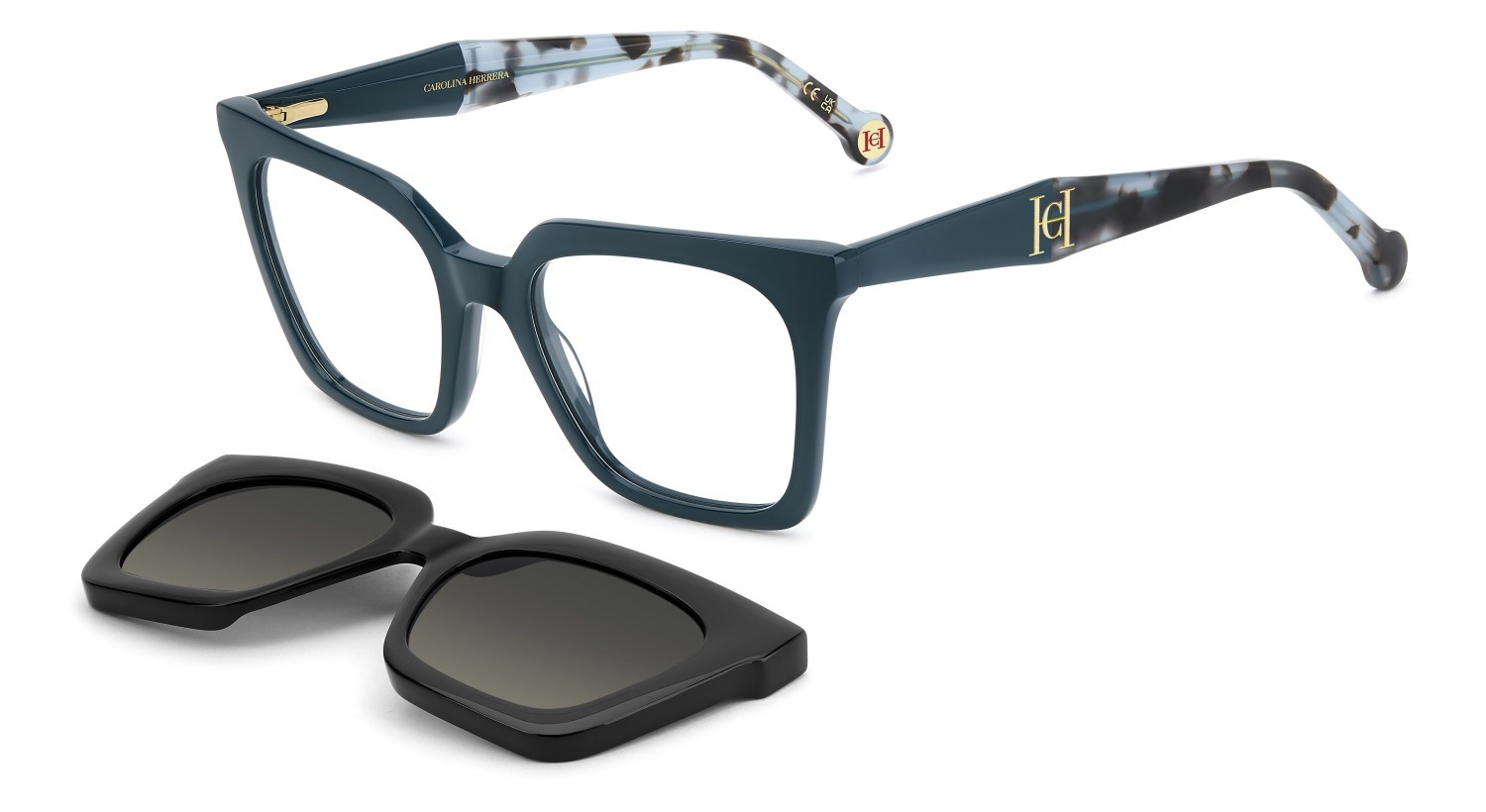 Eyeglasses Carolina Herrera Her 0376/C 111758 ZI9 color teal shape square lenses green shaded polarized