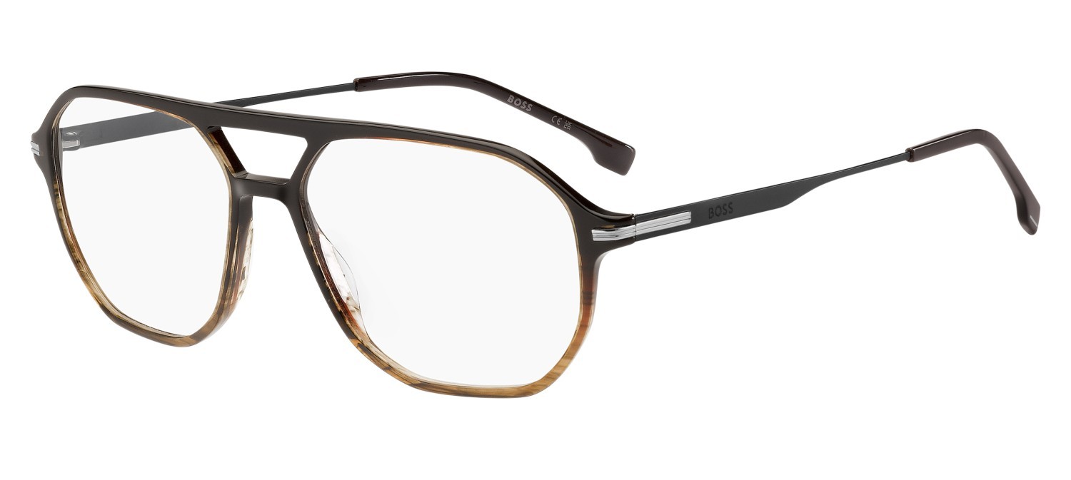 Eyeglasses Hugo Boss 1890 111773 6KM color striped brown ruthenium shape square 