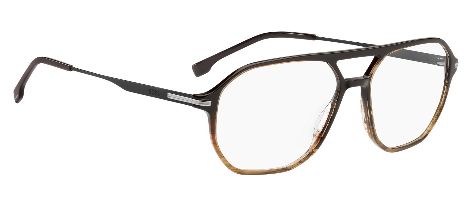 Eyeglasses Hugo Boss 1890 111773 6KM color striped brown ruthenium shape square 