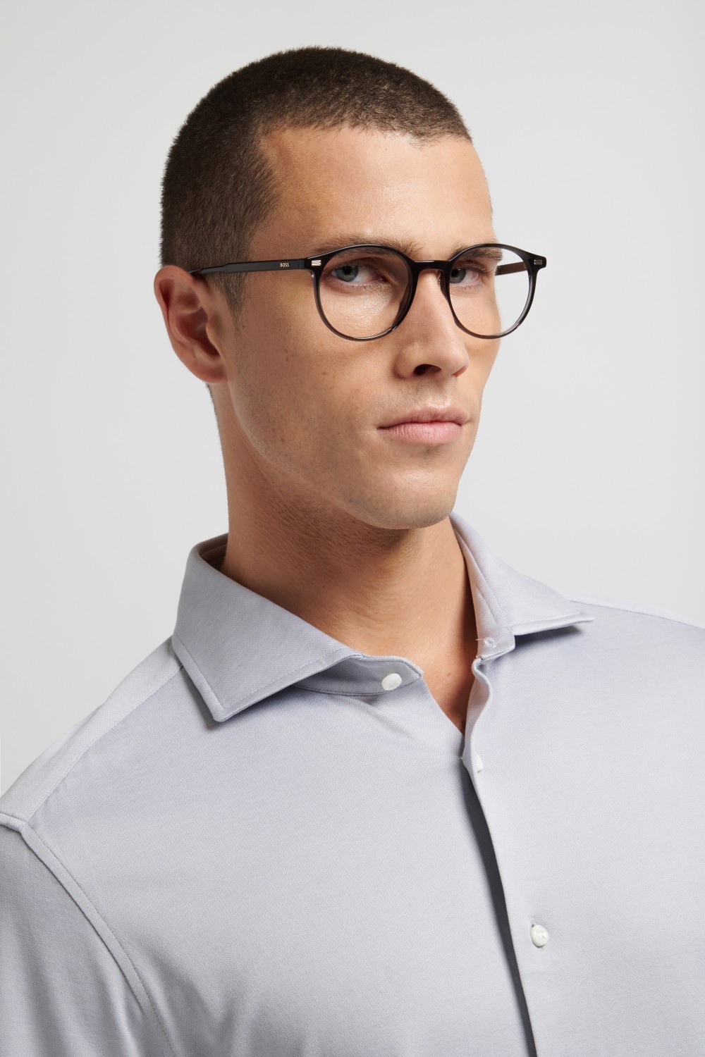 Eyeglasses Hugo Boss 1885 111775 KAC color shaded grey texture transparent gre shape pantos 