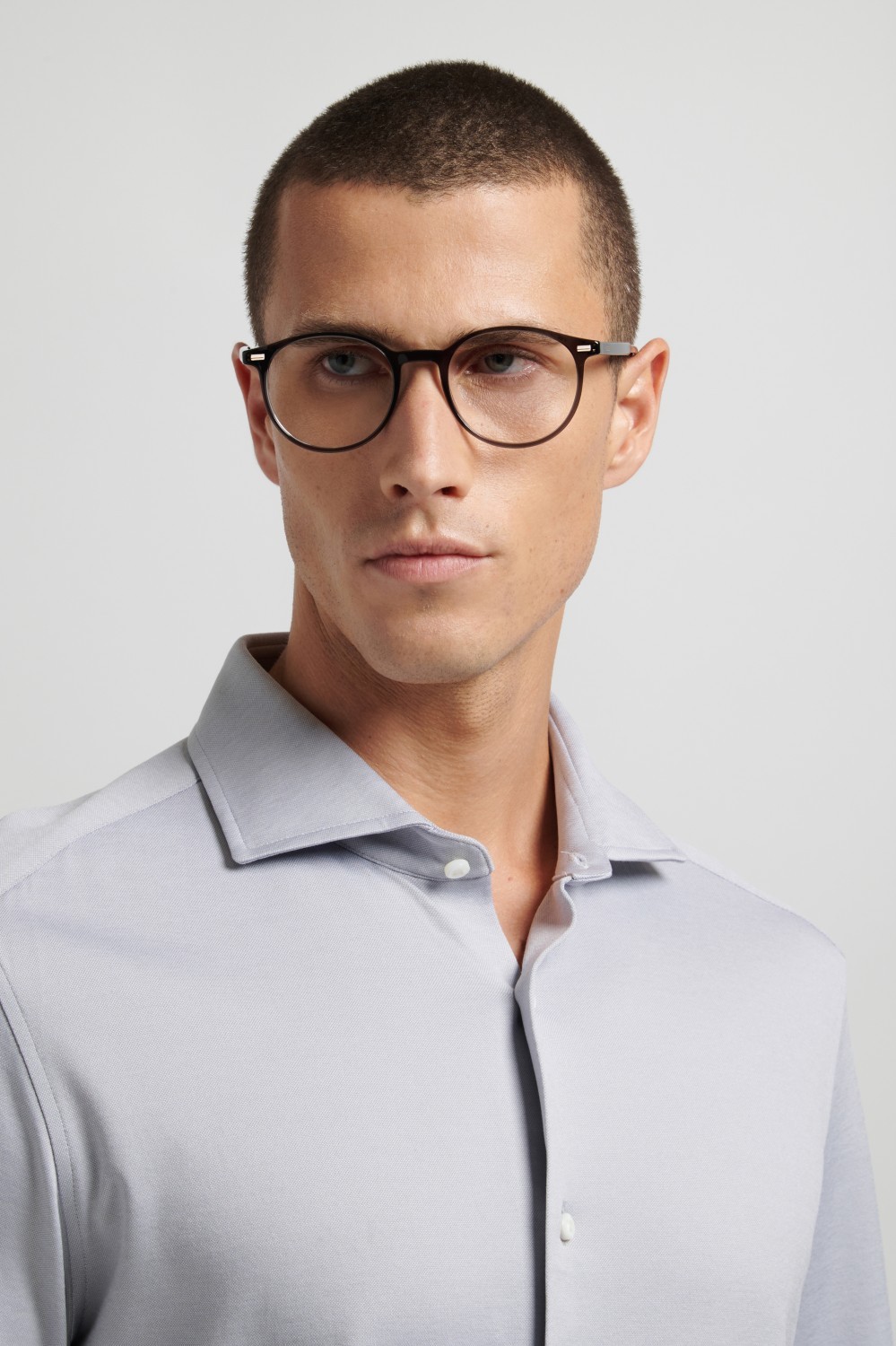 Eyeglasses Hugo Boss 1885 111775 KAC color shaded grey texture transparent gre shape pantos 