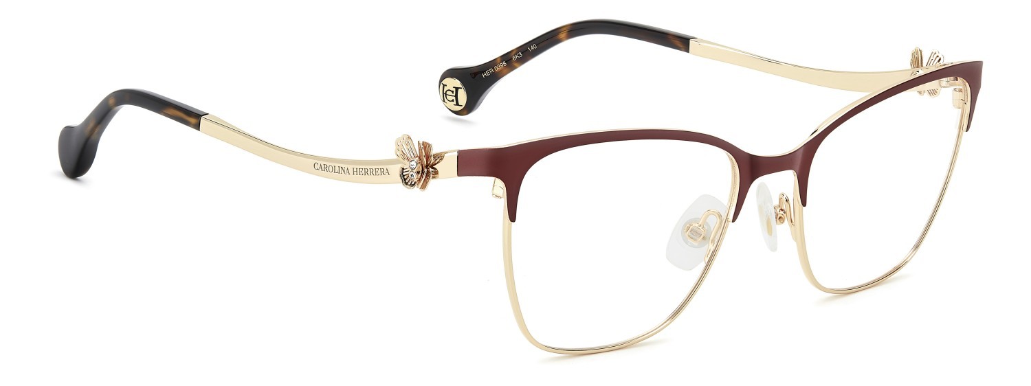 Occhiali da vista Carolina Herrera Her 0398 111812 6K3 colore burgundy gold forma cat eye 