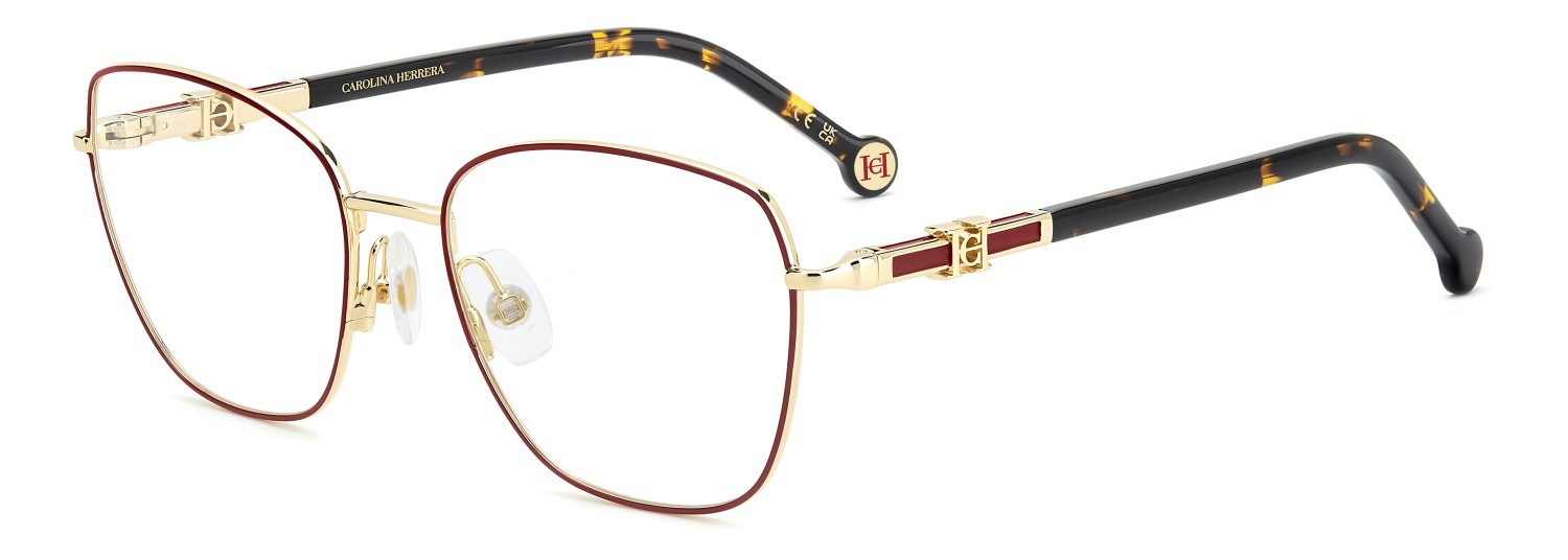 Eyeglasses Carolina Herrera Her 0383 111815 6K3 color burgundy gold shape square 
