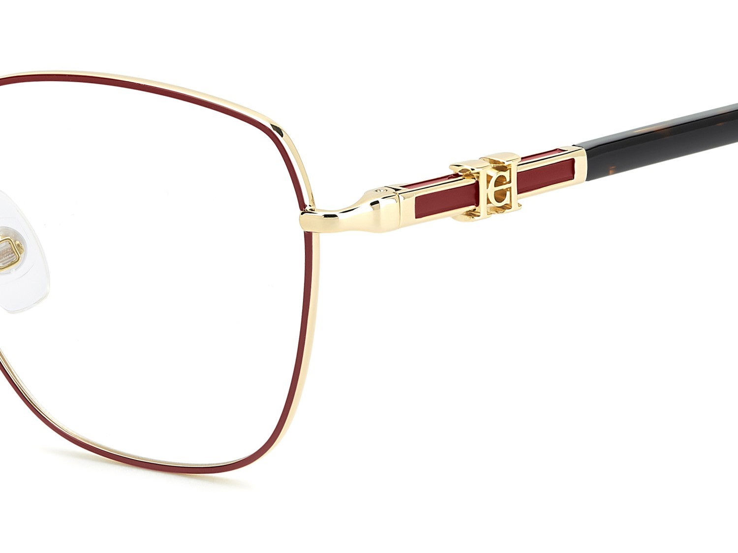 Eyeglasses Carolina Herrera Her 0383 111815 6K3 color burgundy gold shape square 