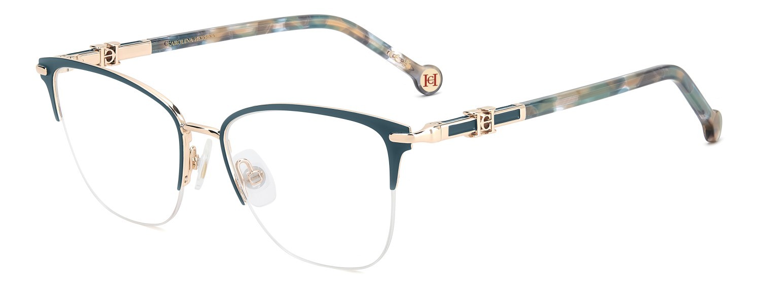 Occhiali da vista Carolina Herrera Her 0384 111818 OGA colore gold teal forma cat eye 