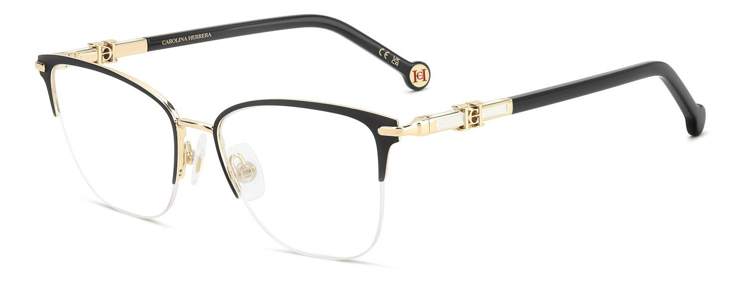 Eyeglasses Carolina Herrera Her 0384 111818 RHL color gold black 2 shape cat eye 