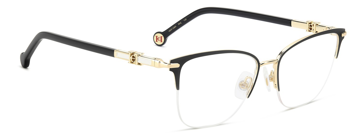 Eyeglasses Carolina Herrera Her 0384 111818 RHL color gold black 2 shape cat eye 