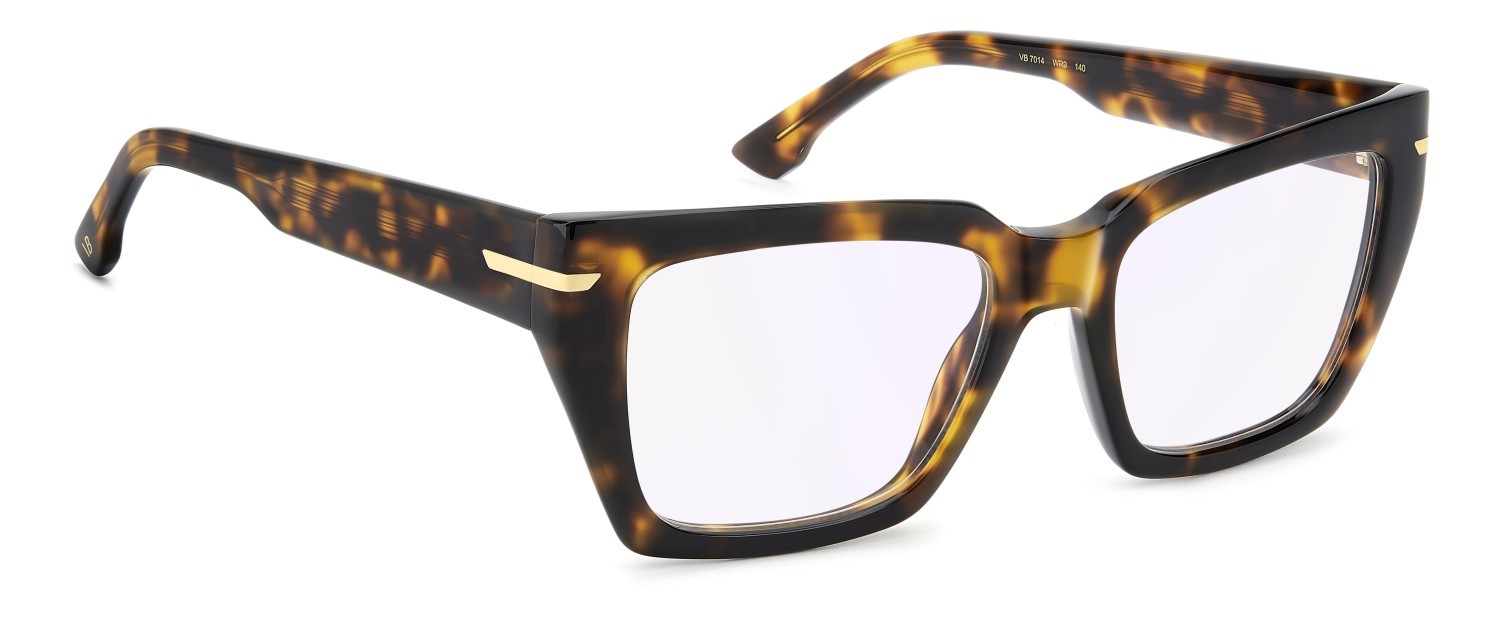 Eyeglasses Victoria Beckham Vb 7014 111864 WR9 color brown havana shape butterfly lenses violet mirror