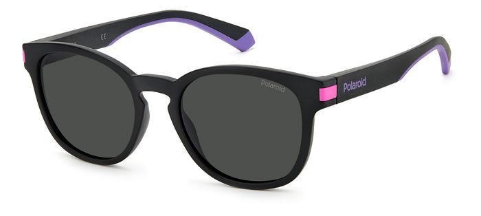 Sunglasses Polaroid PLD 2129/S 200010 (N6T M9) color matte black pink shape round lenses grey polarized