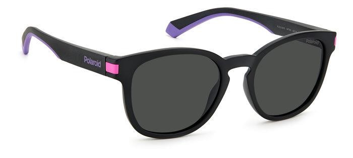 Sunglasses Polaroid PLD 2129/S 200010 (N6T M9) color matte black pink shape round lenses grey polarized