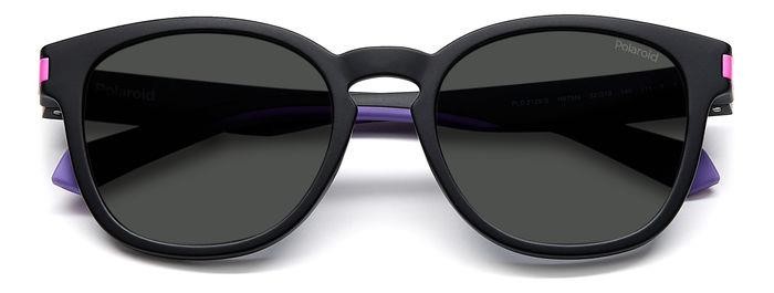 Sunglasses Polaroid PLD 2129/S 200010 (N6T M9) color matte black pink shape round lenses grey polarized