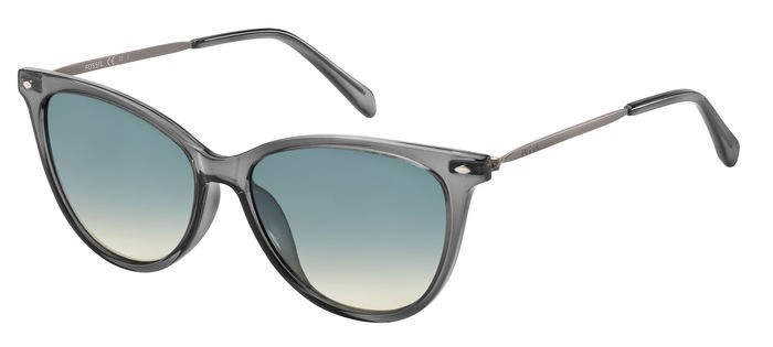 Sunglasses Fossil FOS 3083/S 201800 (63M PR) color crystal matt dark grey shape cat eye lenses grey brown doubleshade