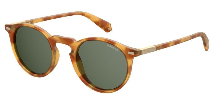 Sunglasses Polaroid PLD 2086/S 202471 (086 UC) color dark havana shape round lenses green polarized