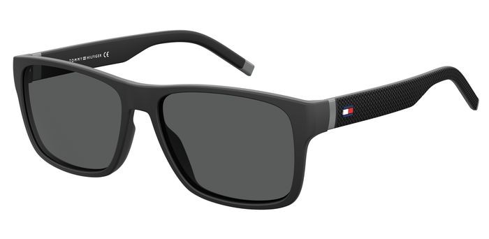 Sunglasses Tommy Hilfiger TH 1718/S 202797 (08A IR) color blackgrey shape rectangle lenses grey