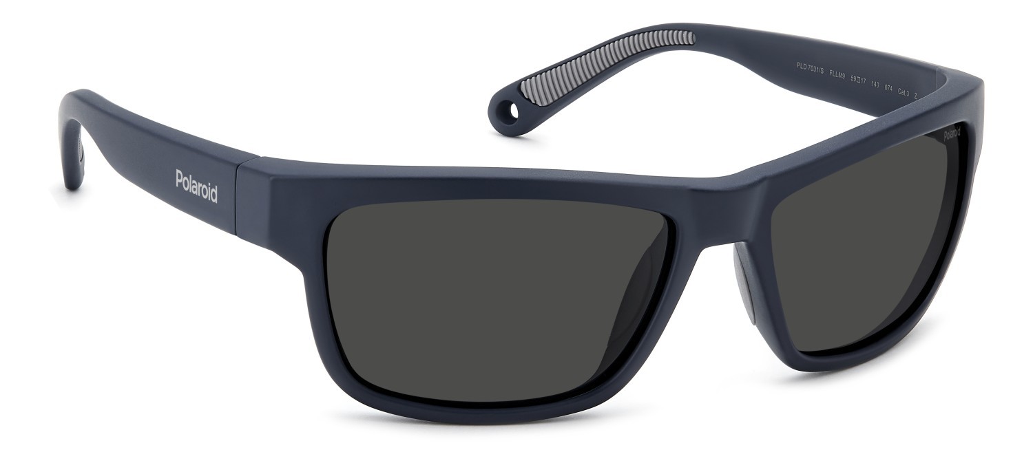 Occhiali da sole Polaroid Pld 7031/S 202879 FLL M9 colore matte blue forma rettangolare lenti grey polarized