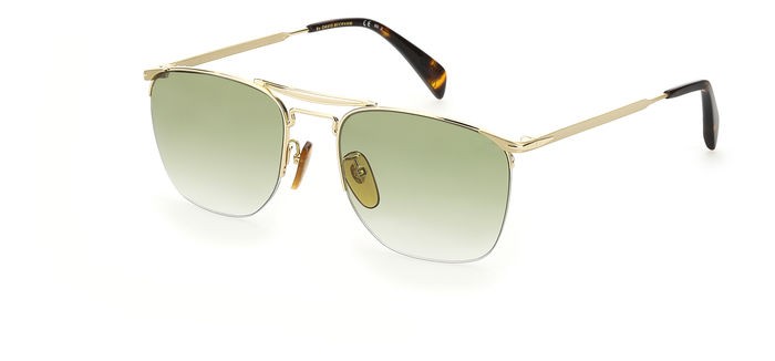 Sunglasses David Beckham DB 1001/S 203113 (J5G 9K) color gold shape square lenses green shaded
