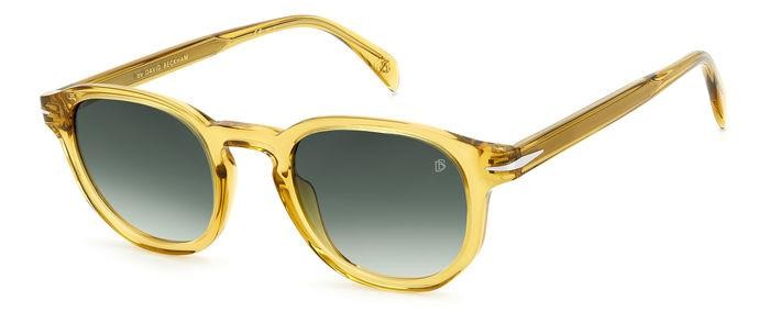 Sunglasses David Beckham DB 1007/S 203118 (40G 9K) color yellow shape round lenses green shaded
