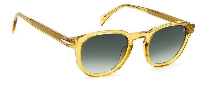 Sunglasses David Beckham DB 1007/S 203118 (40G 9K) color yellow shape round lenses green shaded
