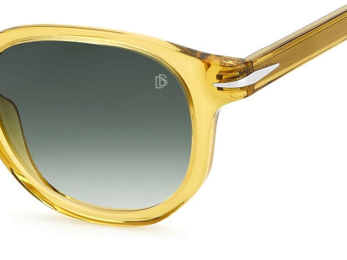 Sunglasses David Beckham DB 1007/S 203118 (40G 9K) color yellow shape round lenses green shaded