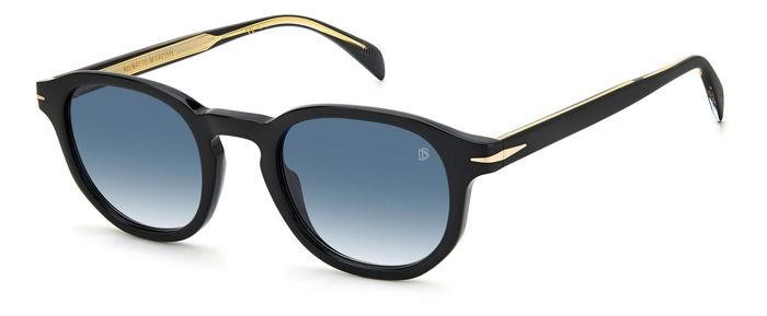 Sunglasses David Beckham DB 1007/S 203118 (807 08) color black shape round lenses dk blue shaded