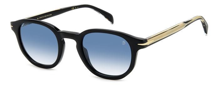 Sunglasses David Beckham DB 1007/S 203118 (807 F9) color black shape round lenses blue shaded photochromic