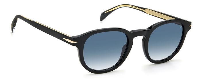 Sunglasses David Beckham DB 1007/S 203118 (807 08) color black shape round lenses dk blue shaded