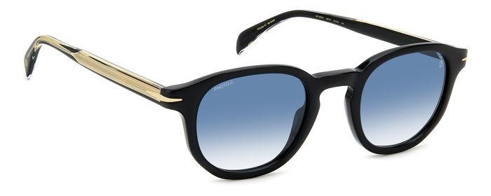 Sunglasses David Beckham DB 1007/S 203118 (807 F9) color black shape round lenses blue shaded photochromic