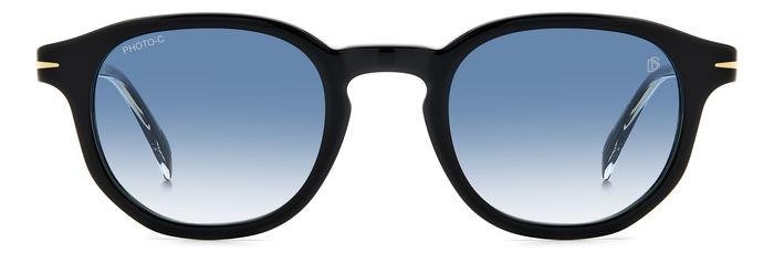 Sunglasses David Beckham DB 1007/S 203118 (807 F9) color black shape round lenses blue shaded photochromic