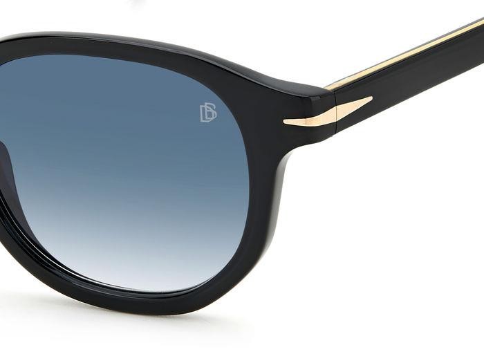 Sunglasses David Beckham DB 1007/S 203118 (807 08) color black shape round lenses dk blue shaded