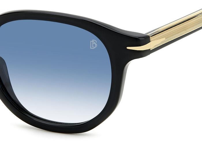 Sunglasses David Beckham DB 1007/S 203118 (807 F9) color black shape round lenses blue shaded photochromic