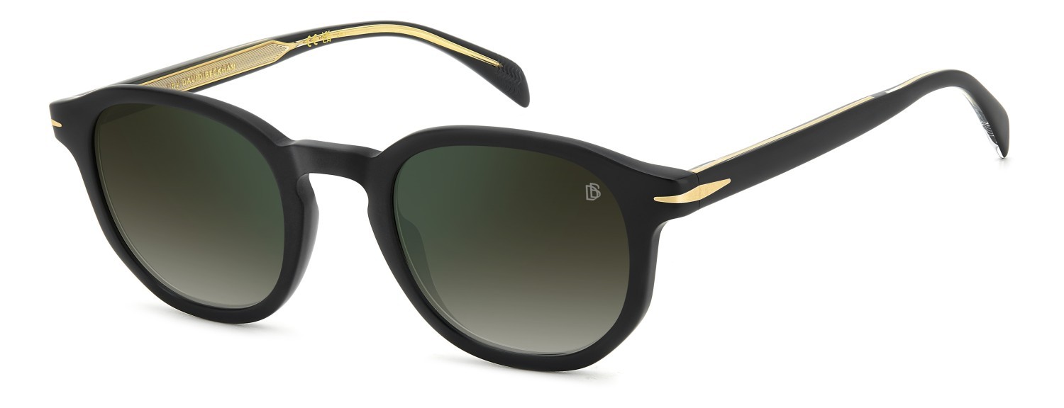 Sunglasses David Beckham Db 1007/S 203118 003 CS color matte black shape round lenses green shaded green mirror