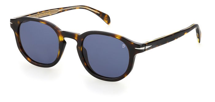 Sunglasses David Beckham DB 1007/S 203118 (086 KU) color dark havana shape round lenses blue avio