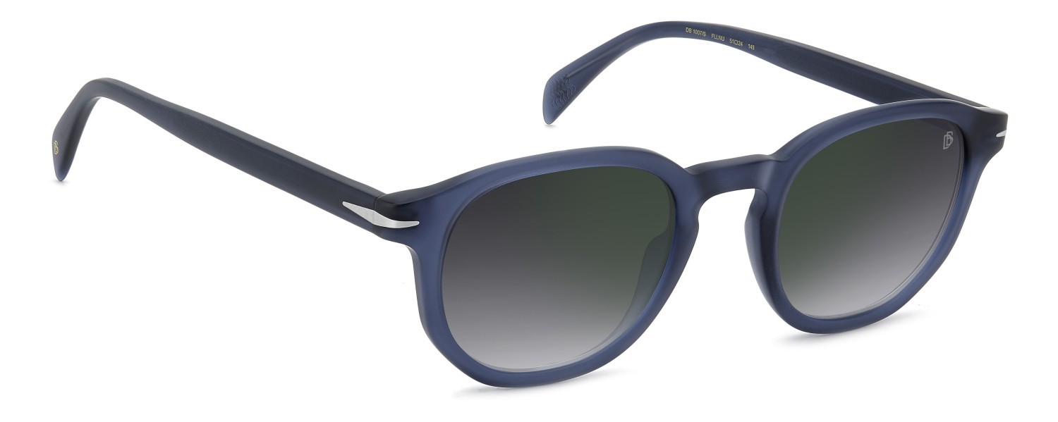 Sunglasses David Beckham Db 1007/S 203118 FLL NU color matte blue shape round lenses grey shaded green mirror