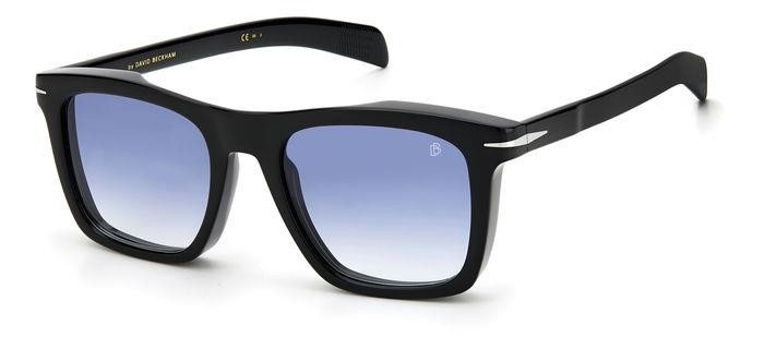 Sunglasses David Beckham DB 7000/S 203131 (BSC 08) color black silver shape square lenses dk blue shaded