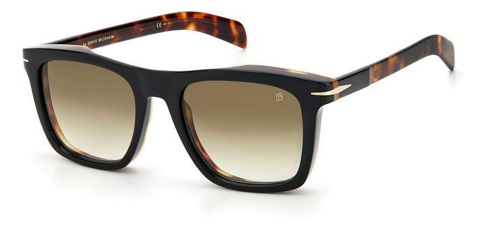 Sunglasses David Beckham DB 7000/S 203131 (XWY 9K) color black havana gold shape square lenses green shaded