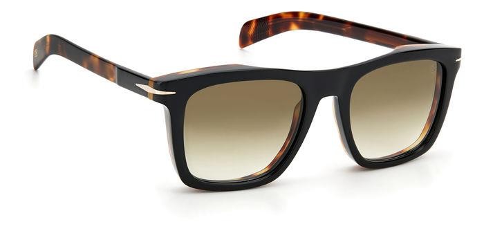 Sunglasses David Beckham DB 7000/S 203131 (XWY 9K) color black havana gold shape square lenses green shaded