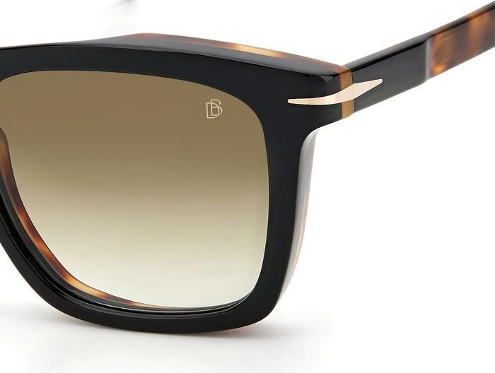 Sunglasses David Beckham DB 7000/S 203131 (XWY 9K) color black havana gold shape square lenses green shaded