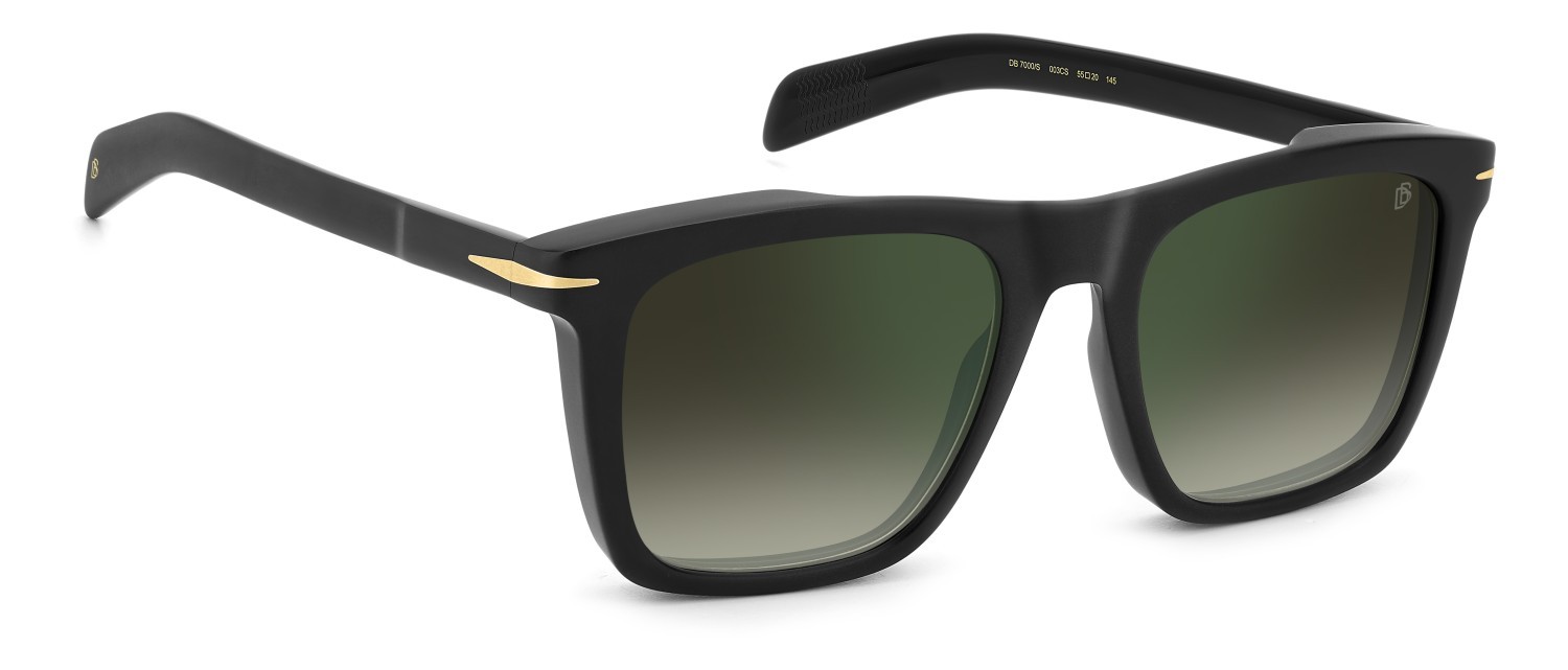 Sunglasses David Beckham Db 7000/S 203131 003 CS color matte black shape rectangle lenses green shaded green mirror