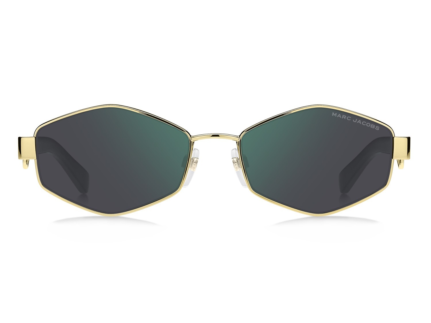 Occhiali da sole Marc Jacobs 496/S 203465 (PEF MT) colore gold green forma rettangolare lenti green mirror