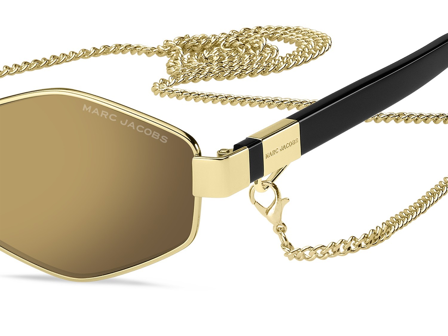 Sunglasses Marc Jacobs 496/S 203465 (RHL VP) color gold black_ shape rectangle lenses gold mirror