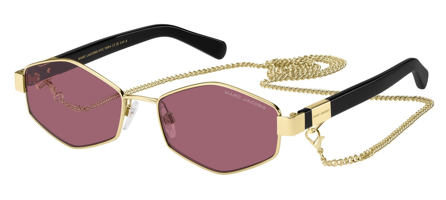 Occhiali da sole Marc Jacobs 496/S 203465 (Y11 VC) colore gold red forma rettangolare lenti pink antireflex